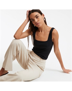 Топ с квадратным вырезом черный La redoute collections