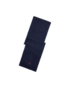 Шарф из шерсти мериноса с вышитым логотипом синий Polo ralph lauren