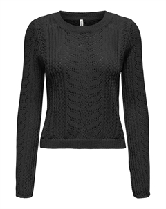 Пуловер с круглым вырезом черный Only