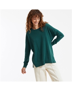 Объемный джемпер из кашемира круглый вырез тонкая вязка зеленый Laredoute