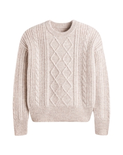 Пуловер с круглым вырезом из трикотажа с узором косы бежевый La redoute collections
