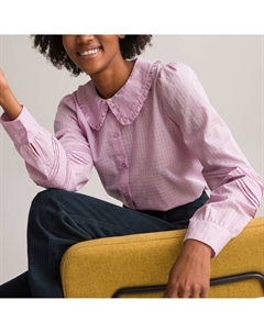 Блузка с закругленным отложным воротником из биохлопка фиолетовый Laredoute