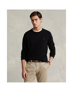 Джемпер с круглым вырезом из шерсти с вышитым логотипом черный Laredoute