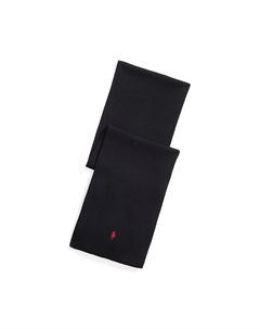 Шарф из шерсти мериноса с вышитым логотипом черный Polo ralph lauren