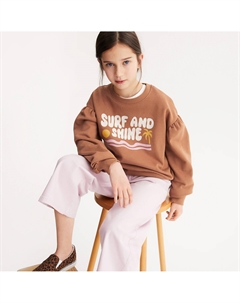 Свитшот с круглым вырезом и надписью из мольтона каштановый La redoute collections