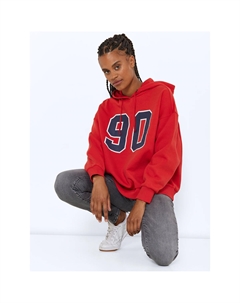 Свитшот с капюшоном и рисунком спереди красный Laredoute