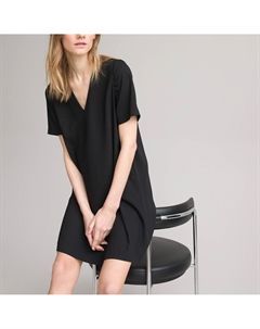 Платье короткое с V-образным вырезом короткие рукава черный La redoute collections