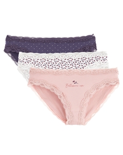 Комплект из трех трусов-слипов из хлопка с графичным принтом другие Laredoute