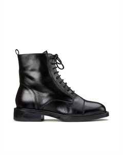 Ботинки из кожи на плоском каблуке черный Laredoute