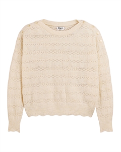 Пуловер из тонкого трикотажа со вставками-пуговицами бежевый Only