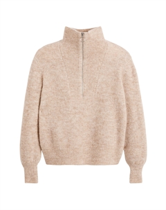 Пуловер с воротником-стойкой из смешанной шерсти и альпаки бежевый Laredoute