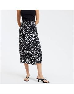 Длинная юбка с запахом в горошек черный La redoute collections