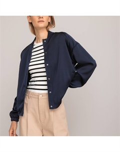 Куртка-бомбер из сатина широкий покрой синий Laredoute