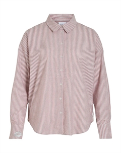 Блузка в тонкую полоску с блестящей вышивкой бежевый Vila