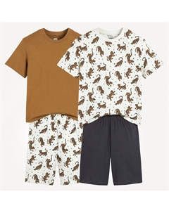 Хлопковая пижама с шортами 2 шт серый La redoute collections