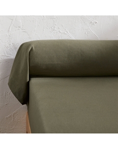 Наволочка на подушку-валик из хлопковой фланели Clara зеленый Laredoute