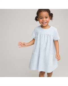 Платье в полоску с короткими рукавами белый La redoute collections