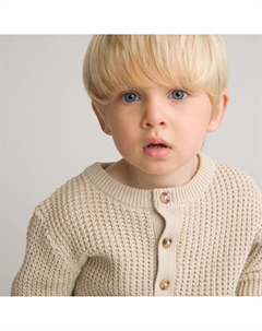 Пуловер с тунисским вырезом из тонкого трикотажа бежевый La redoute collections