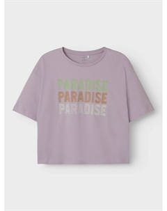 Футболка с короткими рукавами надпись с принтом розовый Laredoute