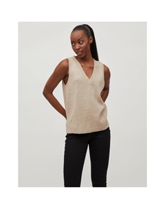 Жилет с V-образным вырезом бежевый Laredoute