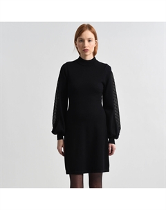 Платье с длинными рукавами и воротником-стойкой черный Laredoute