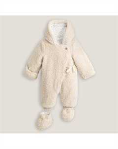 Теплый комбинезон с капюшоном в стиле шерпа бежевый La redoute collections