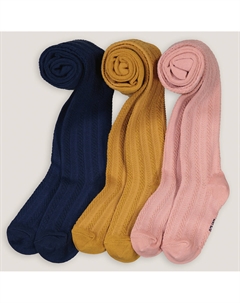 Комплект из трех колготок однотонных с витым узором разноцветный La redoute collections