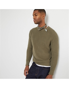 Свитер в английскую резинку из хлопка ignature зеленый La redoute collections