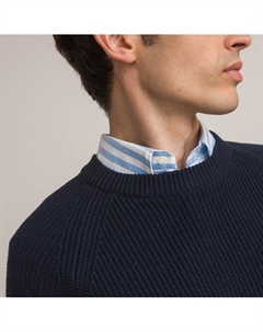 Свитер в английскую резинку из хлопка Signature синий La redoute collections