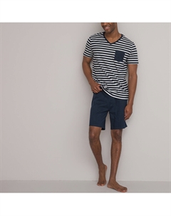 Пижама с шортами из трикотажного джерси с V-образным вырезом синий La redoute collections