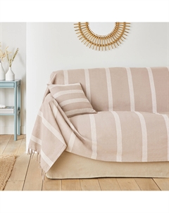 Плед хлопковый в полоску Nado бежевый Laredoute