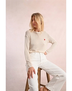 Пуловер-тельняшка с перекрещенными ремешками на спинке бежевый Molly bracken