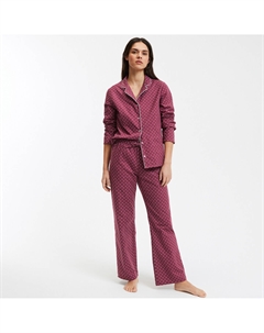 Пижама в горошек из ткани бумазея красный Laredoute