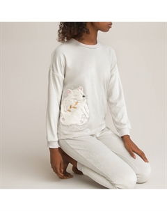 Пижама из велюра серый Laredoute