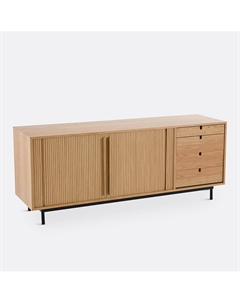 Буфет шпонированный дубом с раздвижными дверцами Strio бежевый La redoute interieurs