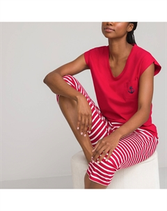 Пижама с короткими штанишками из хлопкового джерси красный Laredoute