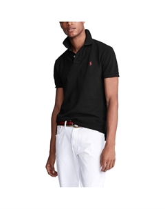 Рубашка-поло зауженного кроя из хлопка пике черный Polo ralph lauren