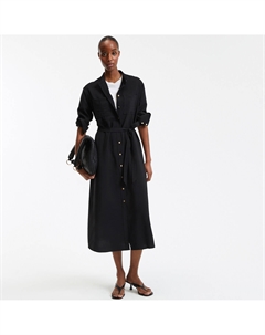 Длинное прямое платье с поясом и воротником мао черный La redoute collections