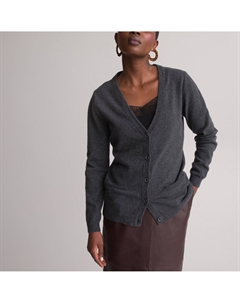 Кардиган из тонкого трикотажа смешанная шерсть ягненка серый Laredoute