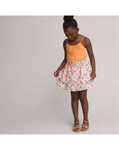 Юбка с воланами и принтом фрукты розовый La redoute collections