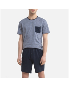 Пижама с шортами из биохлопка синий Laredoute