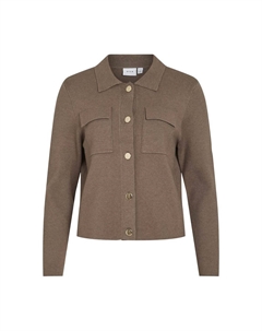 Кардиган с рубашечным воротником каштановый Vila