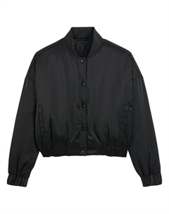 Короткая стеганая куртка-бомбер из сатина черный La redoute collections