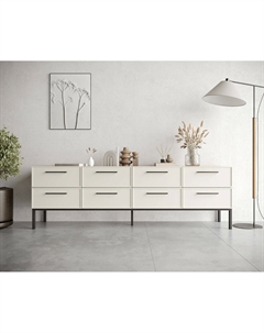 Комод на высоких ножках с 8 ящиками и 4 дверцами белый So'home