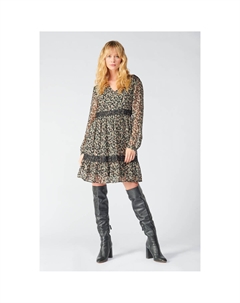 Платье короткое с леопардовым принтом зеленый Laredoute