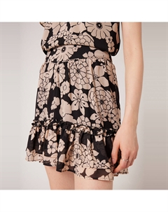 Юбка короткая с воланами и принтом черный Laredoute