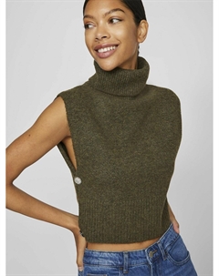 Безрукавка с воротником-стойкой зеленый Laredoute