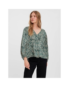 Блузка с рисунком и V-образным вырезом зеленый Laredoute