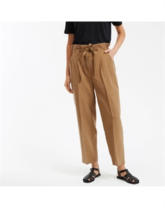 Брюки-дудочки с высокой посадкой бежевый La redoute collections