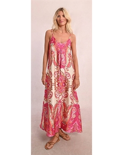 Платье длинное с бретелями и принтом розовый Laredoute